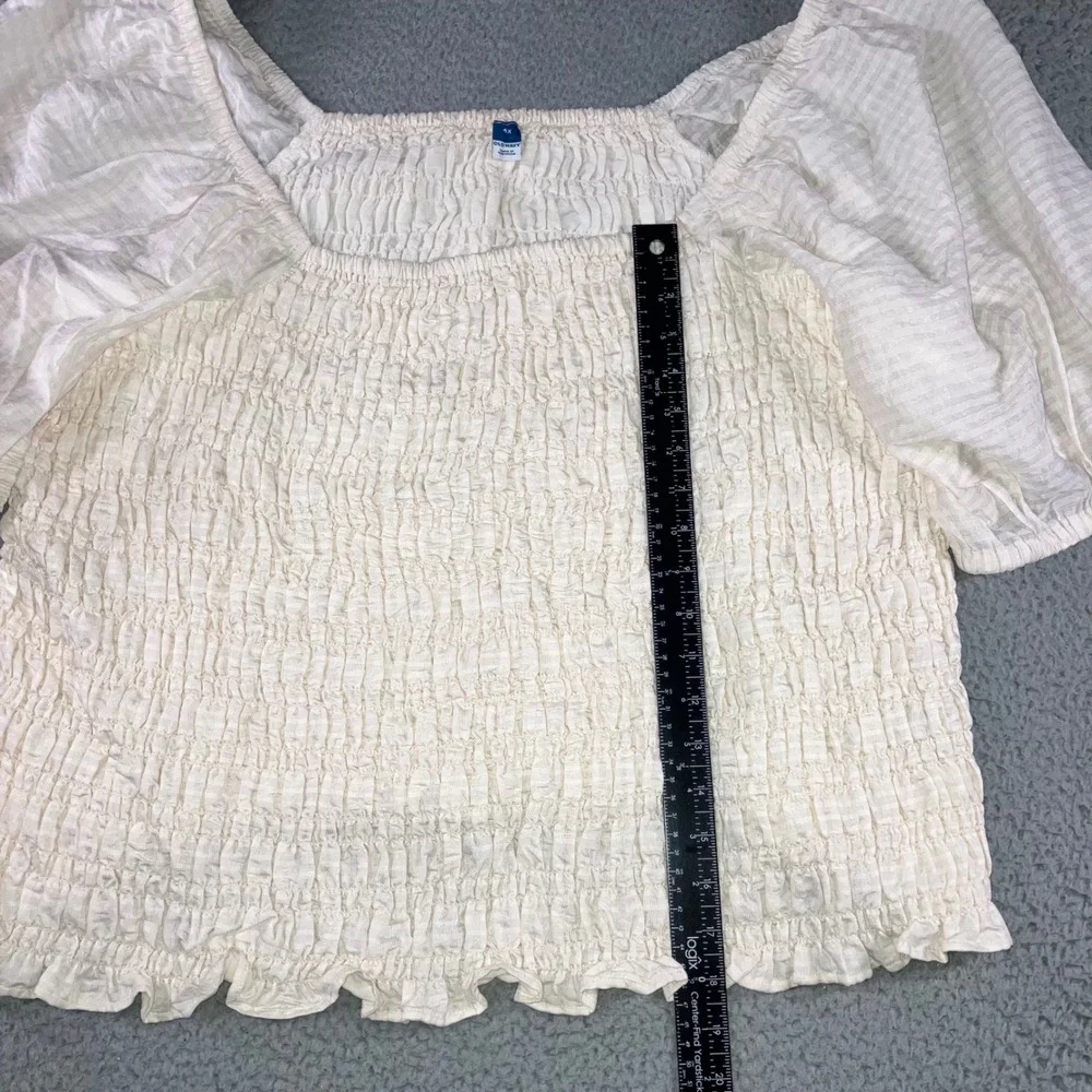 Smocked Top 4X Cream Puff Sleeve‎ Square Neck Lettuce Hem Fairy Coquette Boho